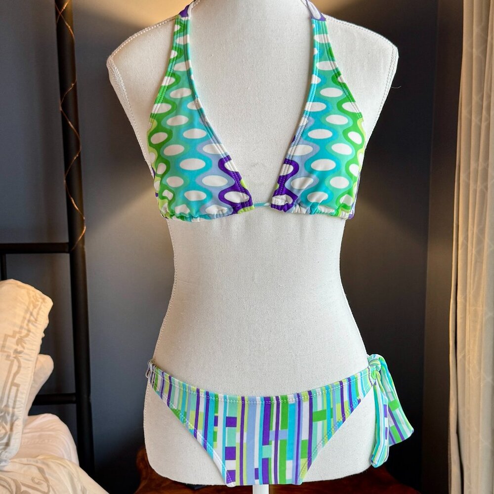 NWT 00s Vintage Geometric Pattern Bikini